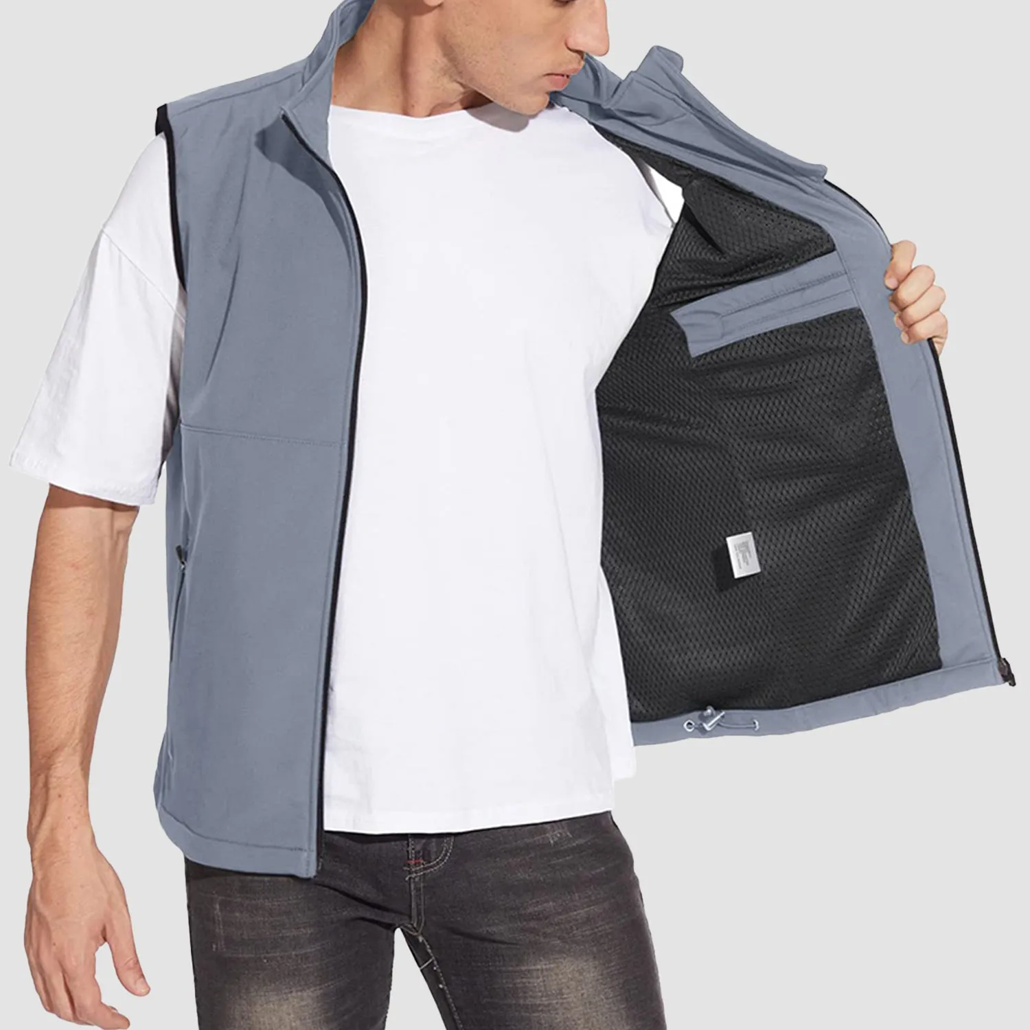 Men's Lightweight Vest Zip-up Sleeveless Jacket for Outdoors