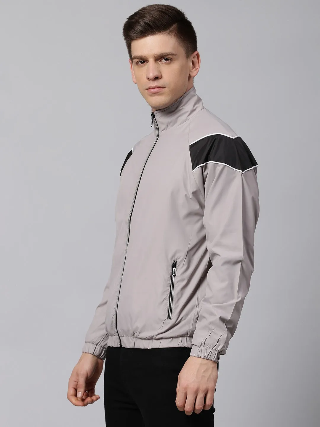 Mens Long-Sleeve Jacket - Lightweight Casual Winterwear  (Dark Grey)