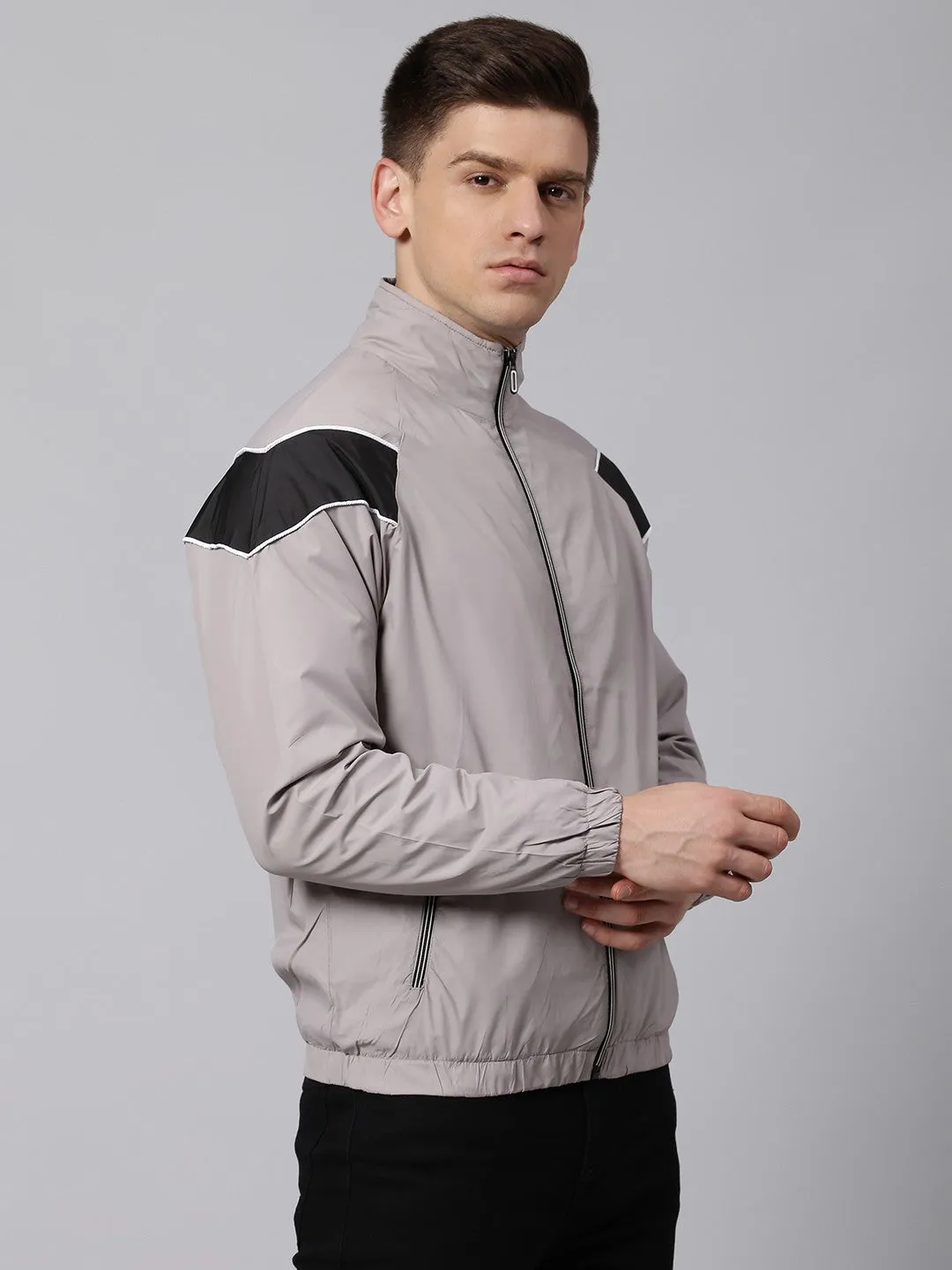 Mens Long-Sleeve Jacket - Lightweight Casual Winterwear  (Dark Grey)