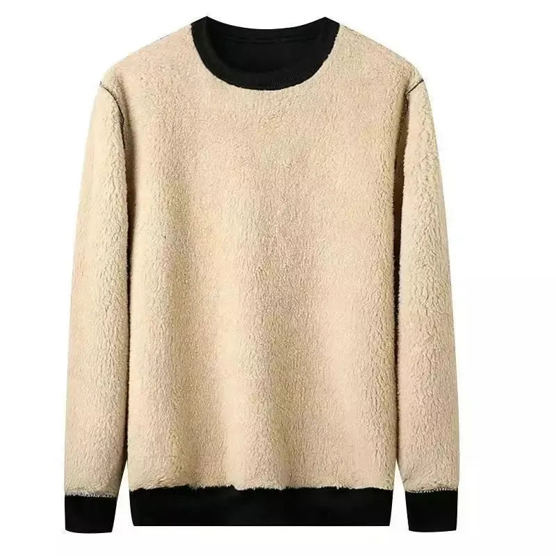 Men's Sweatshirts Fleece Thick Solid Color Bunched Sleeves.