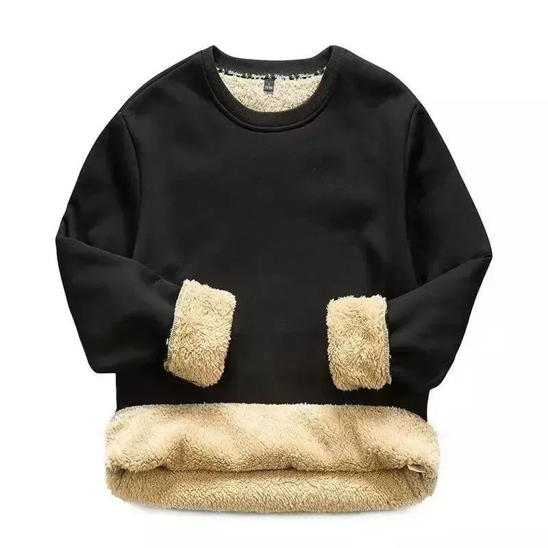 Men's Sweatshirts Fleece Thick Solid Color Bunched Sleeves.