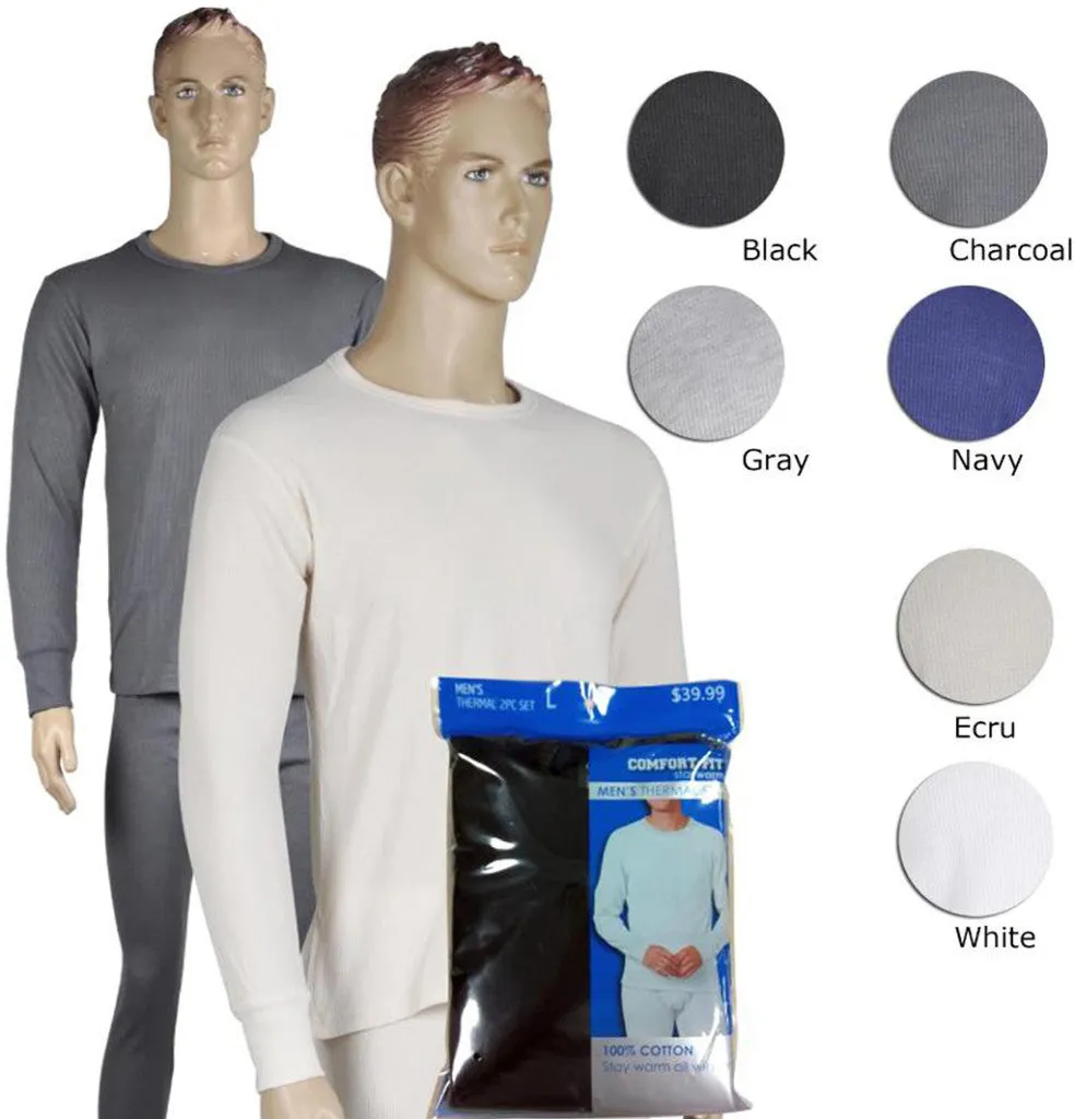 men's thermal underwear sets - charcoal Case of 36