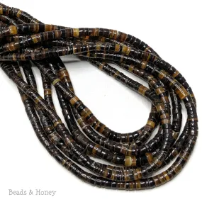 Mixed Black and Brown Pen Shell Heishi 4-5mm (24-Inch Strand)