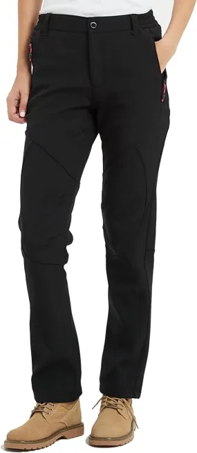 New with tags! JOMLUN Women's Softshell Hiking Pants Windproof Waterproof Thermal Fleece Lined Snow Ski Pants Outdoor Insulated Pants, Black! Sz XL