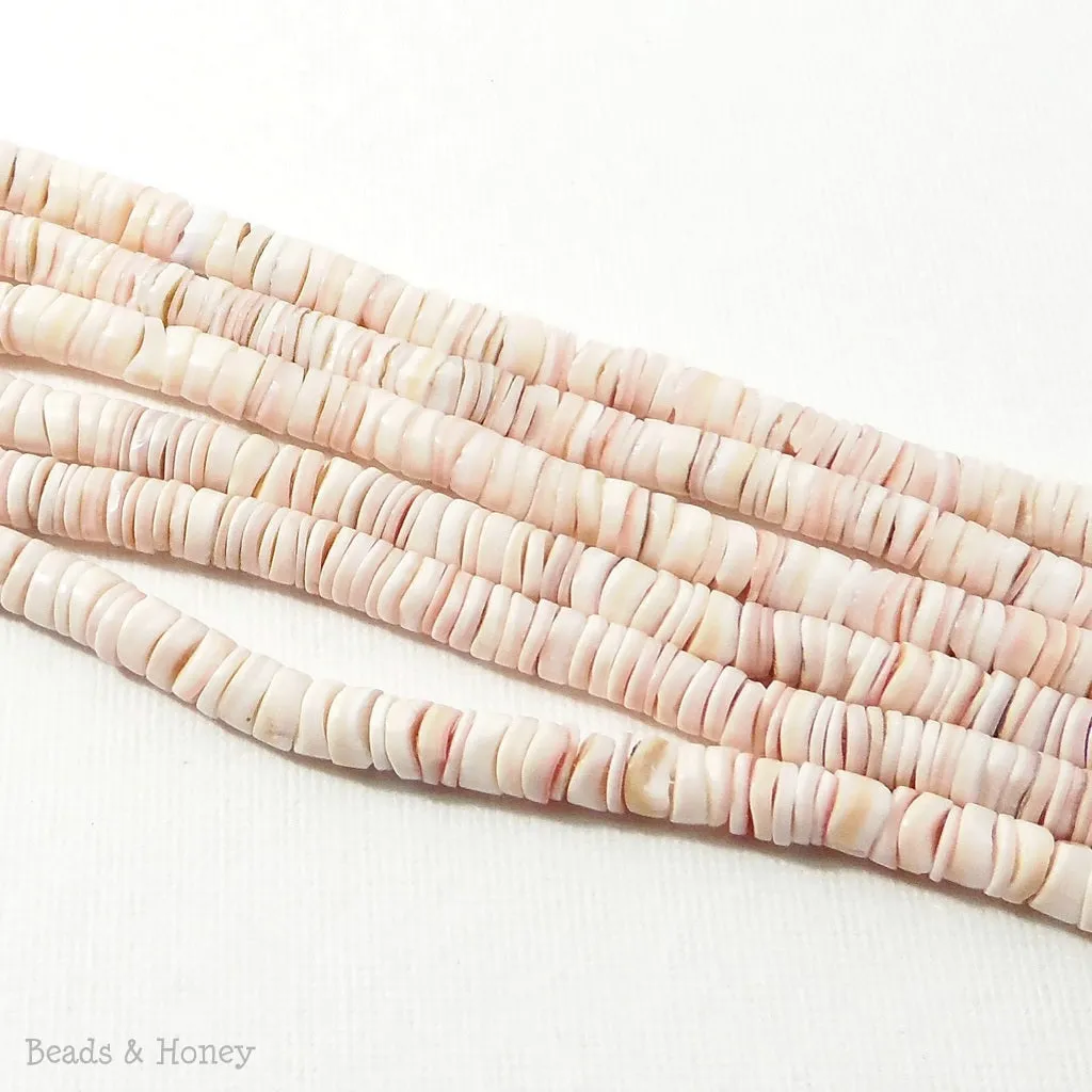 Pink Luhuanus Shell Heishi 4-5mm (24 Inch Strand)