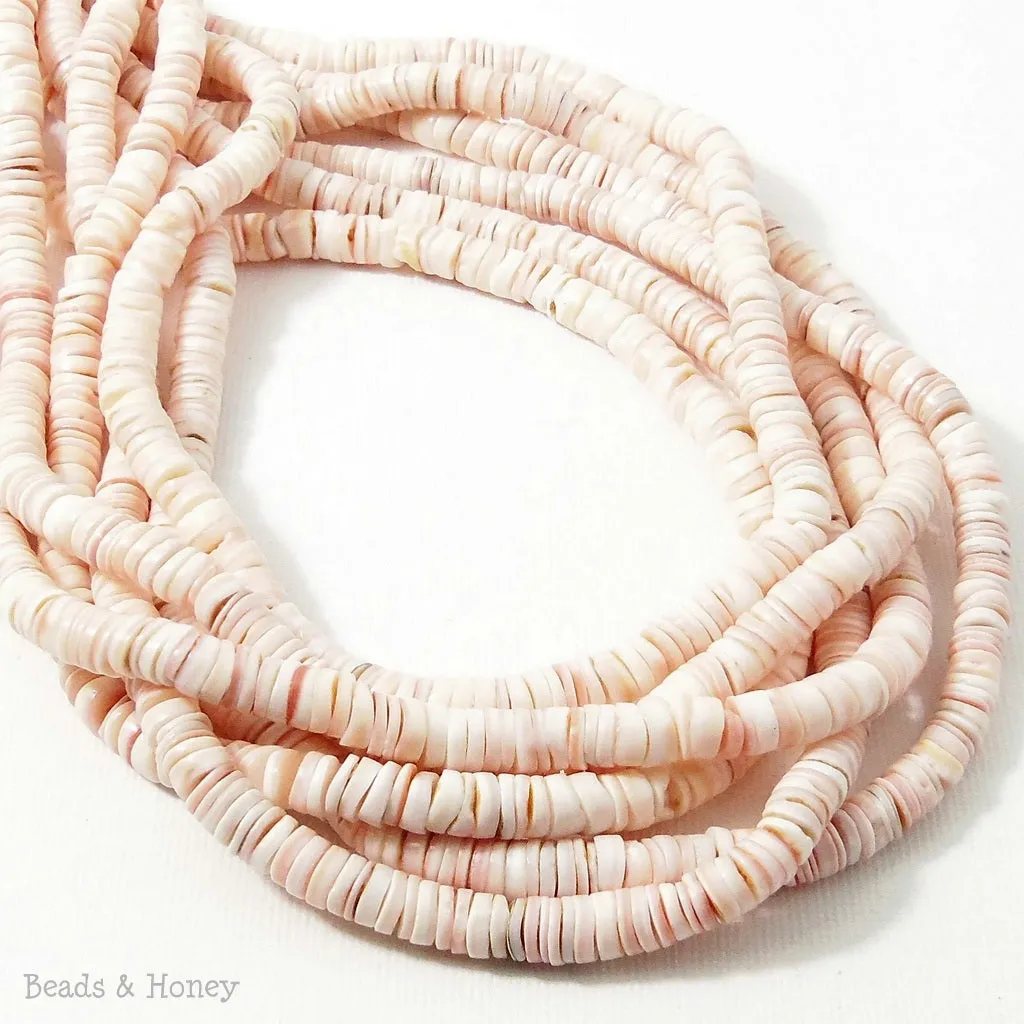 Pink Luhuanus Shell Heishi 4-5mm (24 Inch Strand)