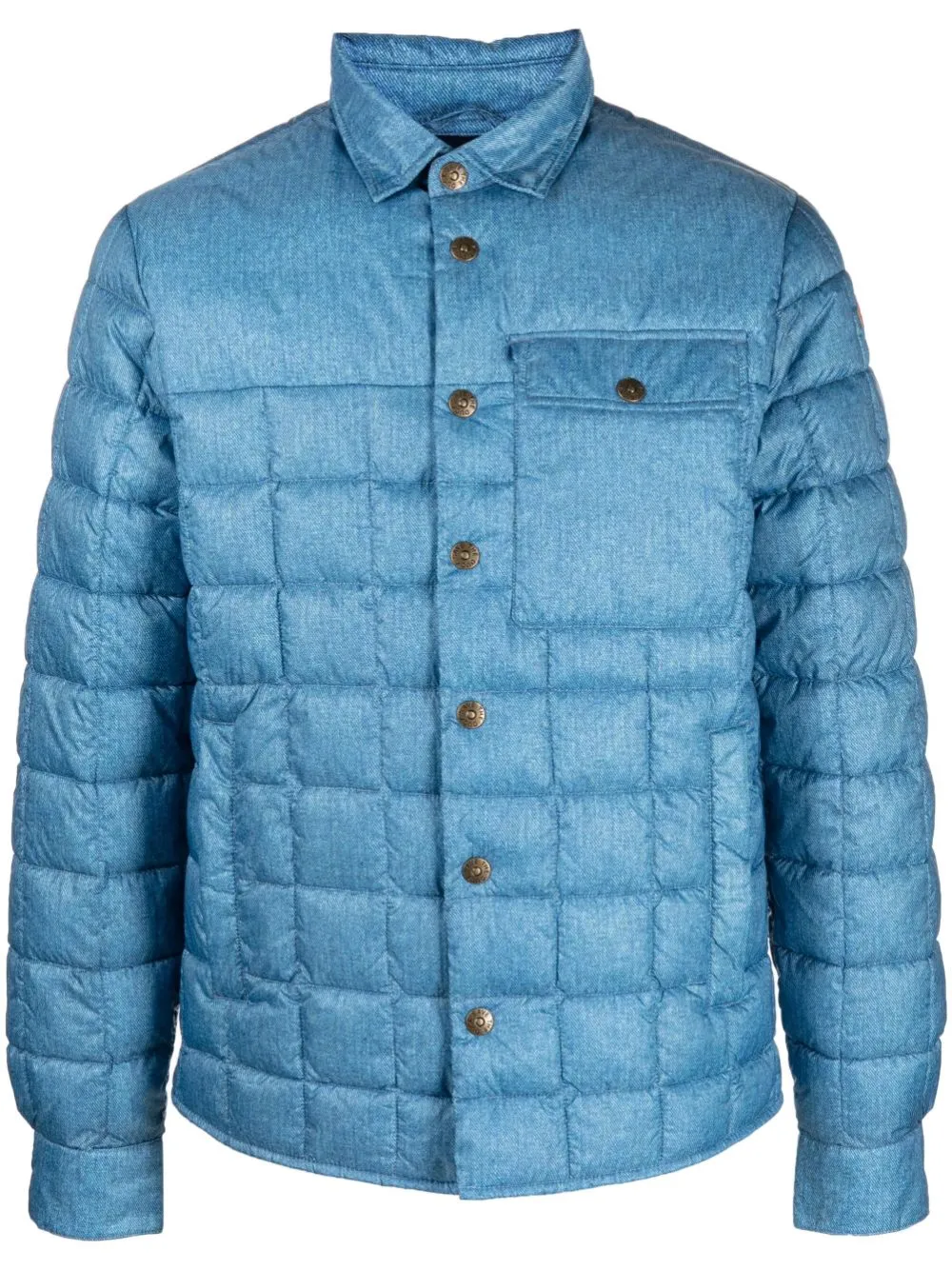 quited denim-print jacket