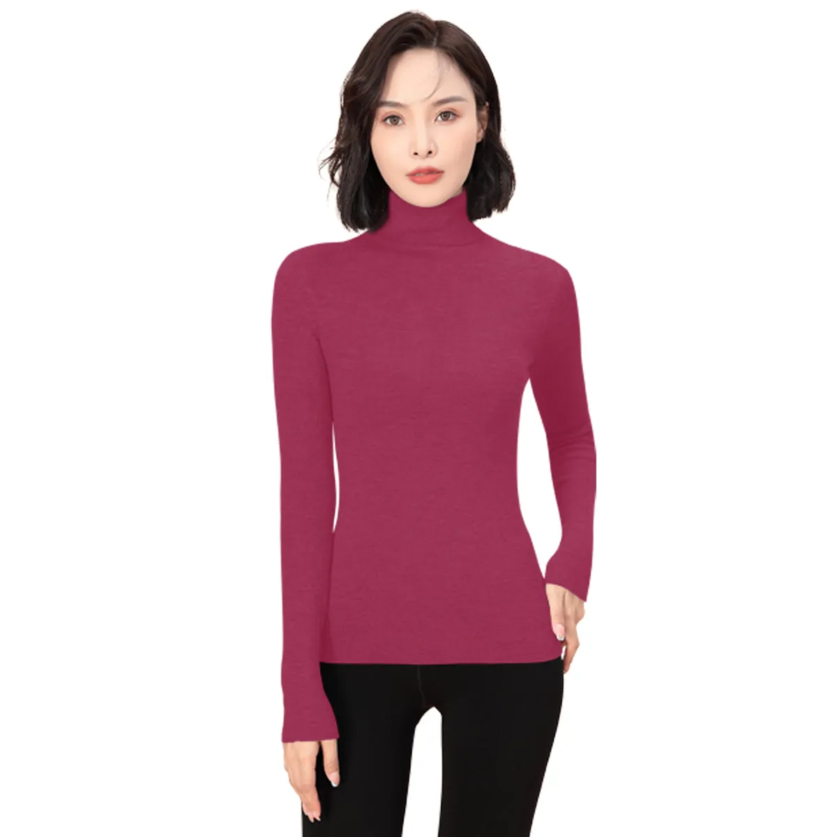 Sidiou Group Seamless Thicken Woolen Sweater For Women Winter Basic Stand Collar Long Sleeve Underwear Slim And Warm Knitted Bottoming Shirt