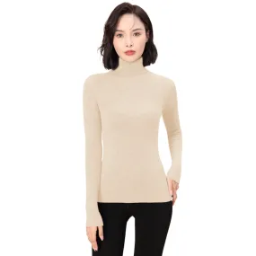 Sidiou Group Seamless Thicken Woolen Sweater For Women Winter Basic Stand Collar Long Sleeve Underwear Slim And Warm Knitted Bottoming Shirt