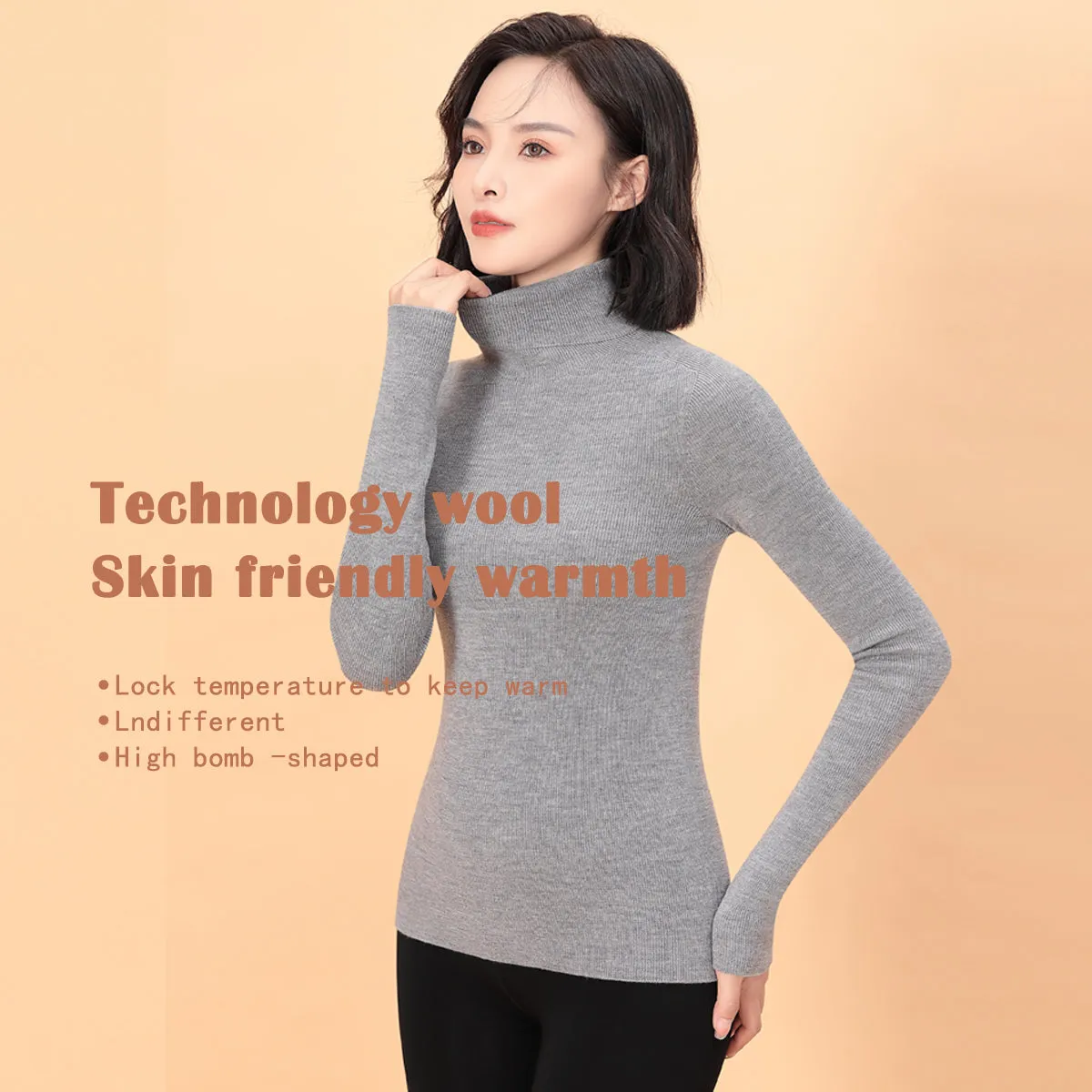Sidiou Group Seamless Thicken Woolen Sweater For Women Winter Basic Stand Collar Long Sleeve Underwear Slim And Warm Knitted Bottoming Shirt