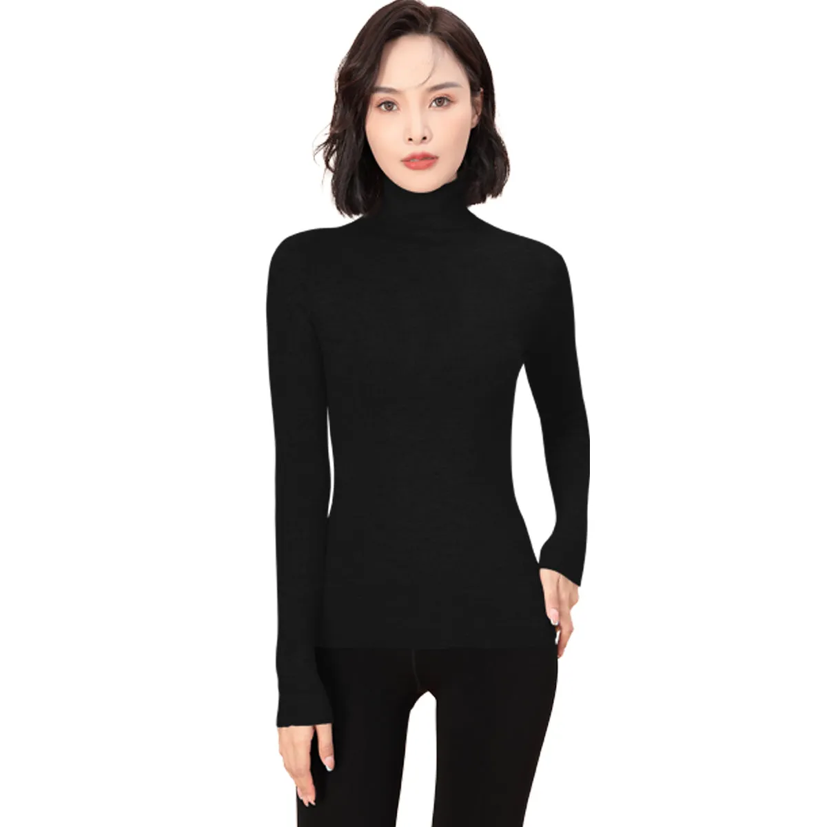 Sidiou Group Seamless Thicken Woolen Sweater For Women Winter Basic Stand Collar Long Sleeve Underwear Slim And Warm Knitted Bottoming Shirt