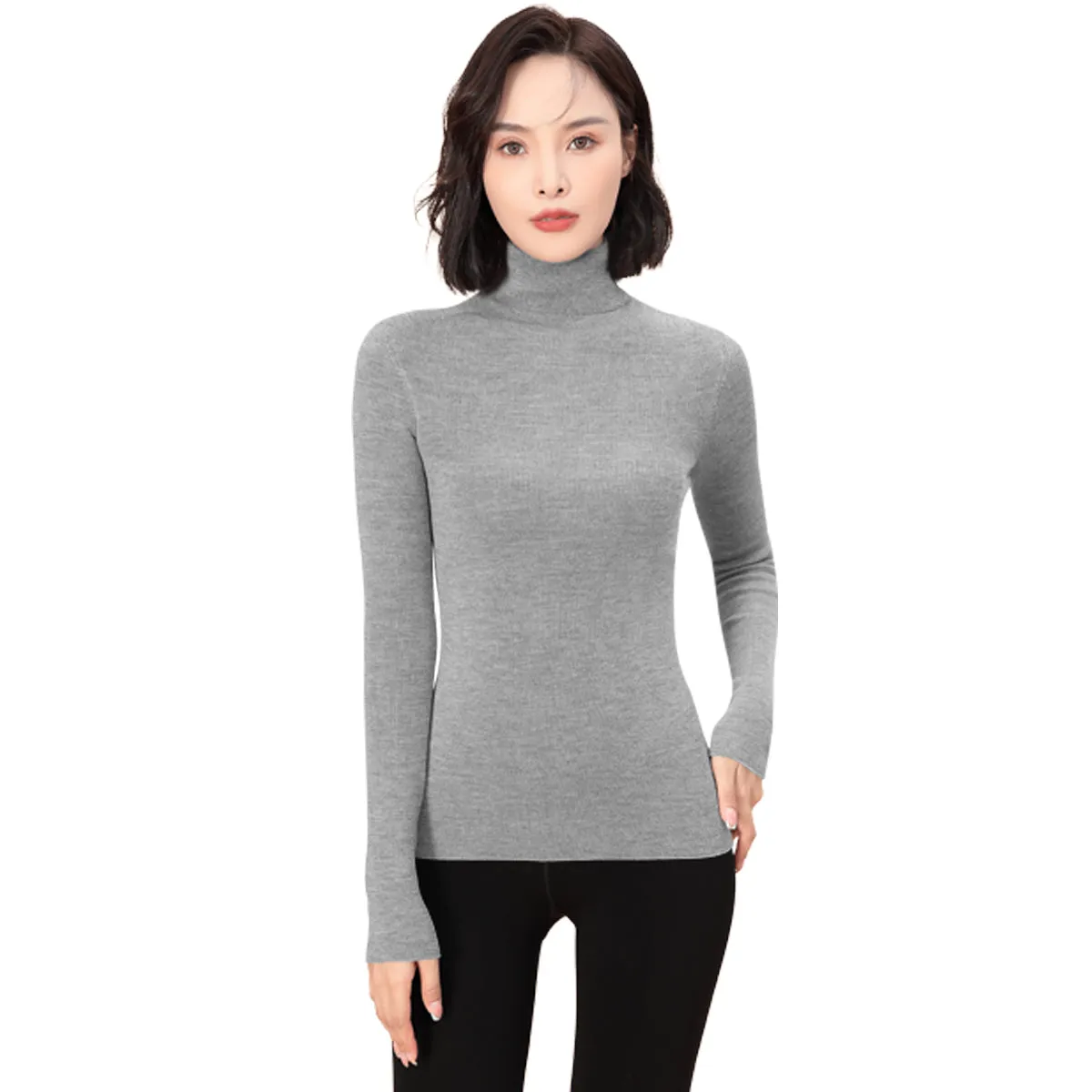 Sidiou Group Seamless Thicken Woolen Sweater For Women Winter Basic Stand Collar Long Sleeve Underwear Slim And Warm Knitted Bottoming Shirt