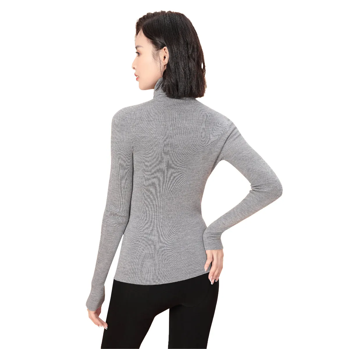 Sidiou Group Seamless Thicken Woolen Sweater For Women Winter Basic Stand Collar Long Sleeve Underwear Slim And Warm Knitted Bottoming Shirt
