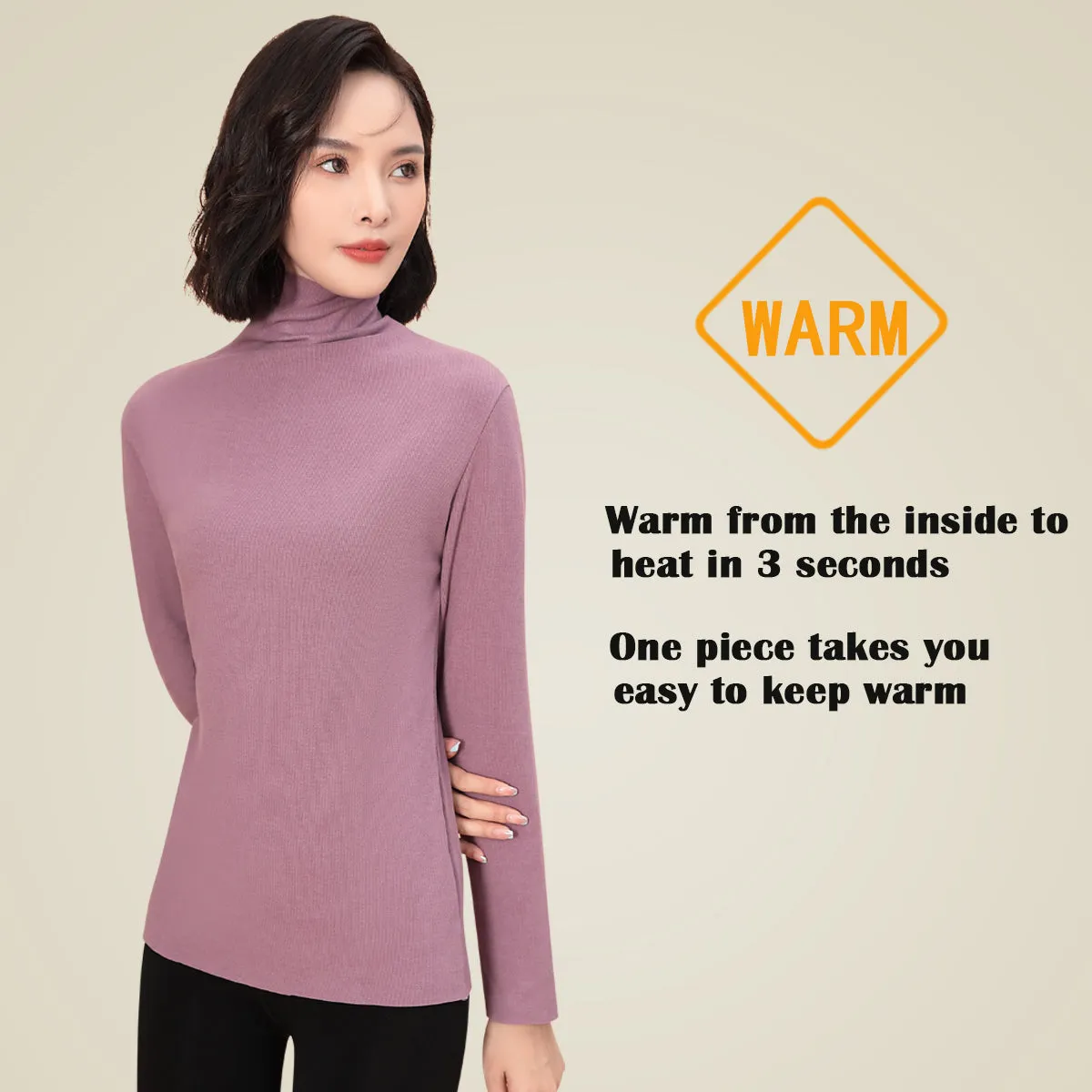 Sidiou Group Winter Women Slim Fit Long Sleeve Bottoming T Shirt Ladies Dralon Thickened High Neck Fleece Elastic Thermal Underwear Top