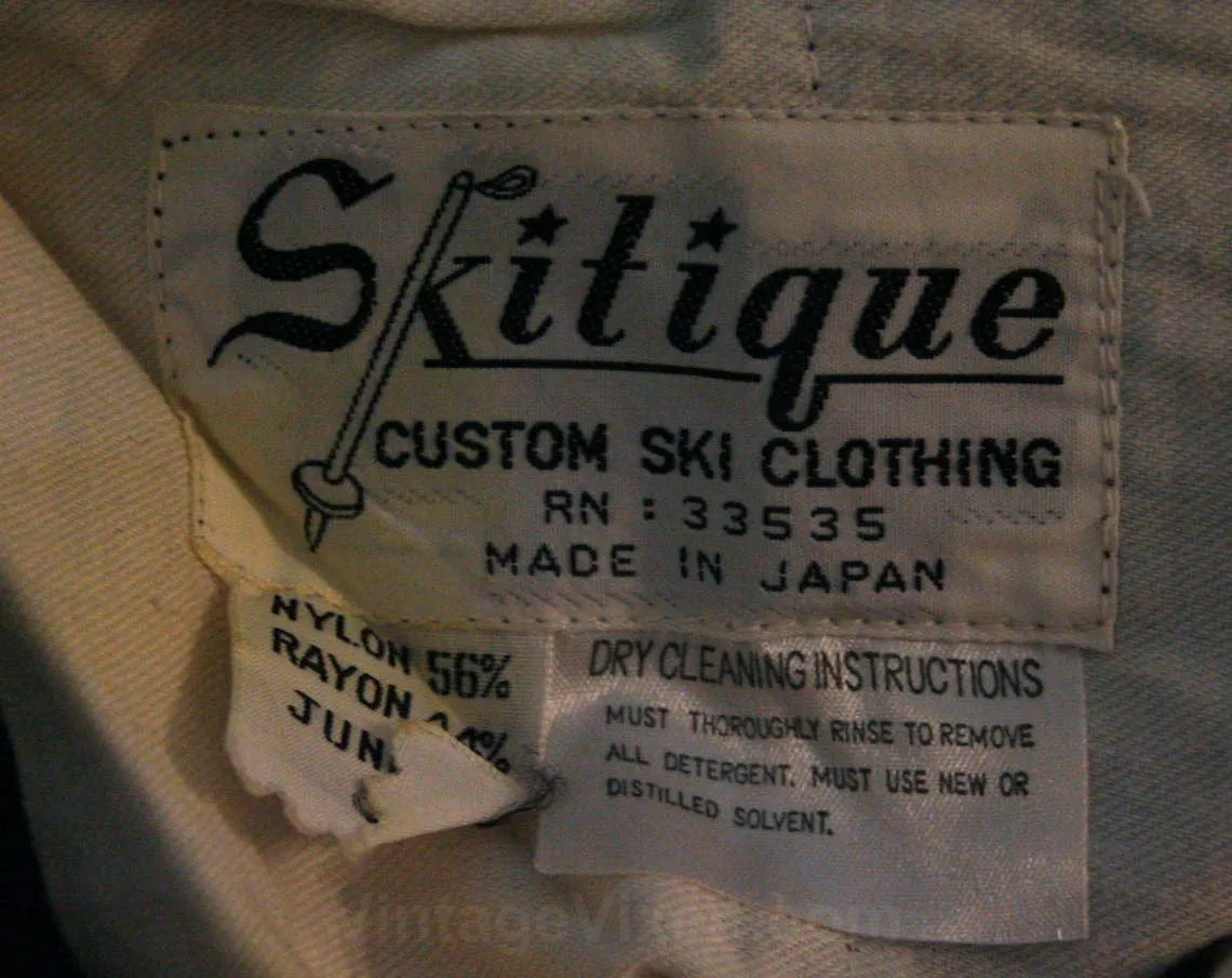 Size 8 Boy's Ski Pant - Nice Quality 1950s 1960s Boys Winter Stretch Stirrup Pants - Heavy Black Knit - Athletic Skiing - Waist 23 - 45229