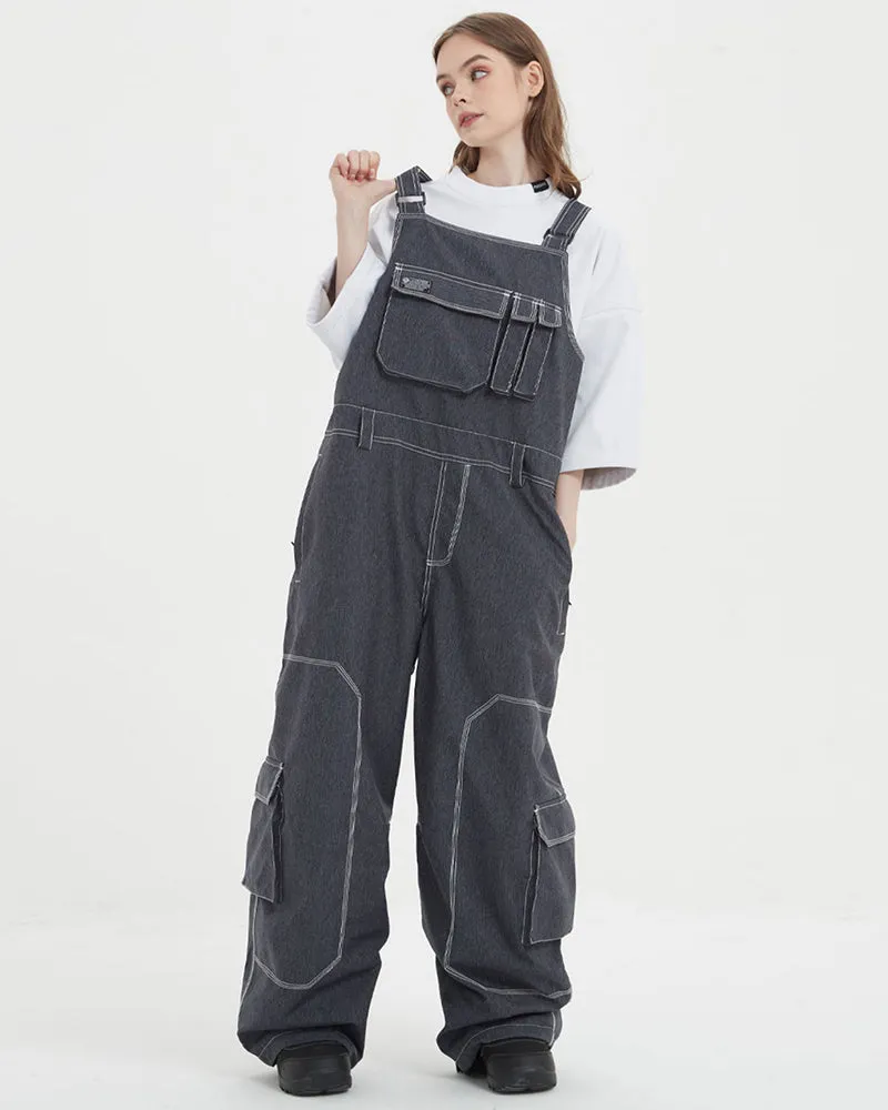 Ski Wear Snow Outfits Unisex Denim Ski Bibs