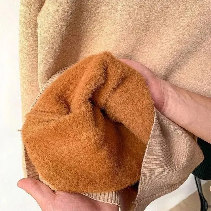 Thick Velvet One-Piece Tops Wear Female Wool Mid-High Collar Warm Bottoming Shirt