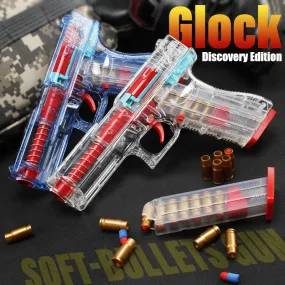 Transparent Glock throwing shell soft bullet toy gun