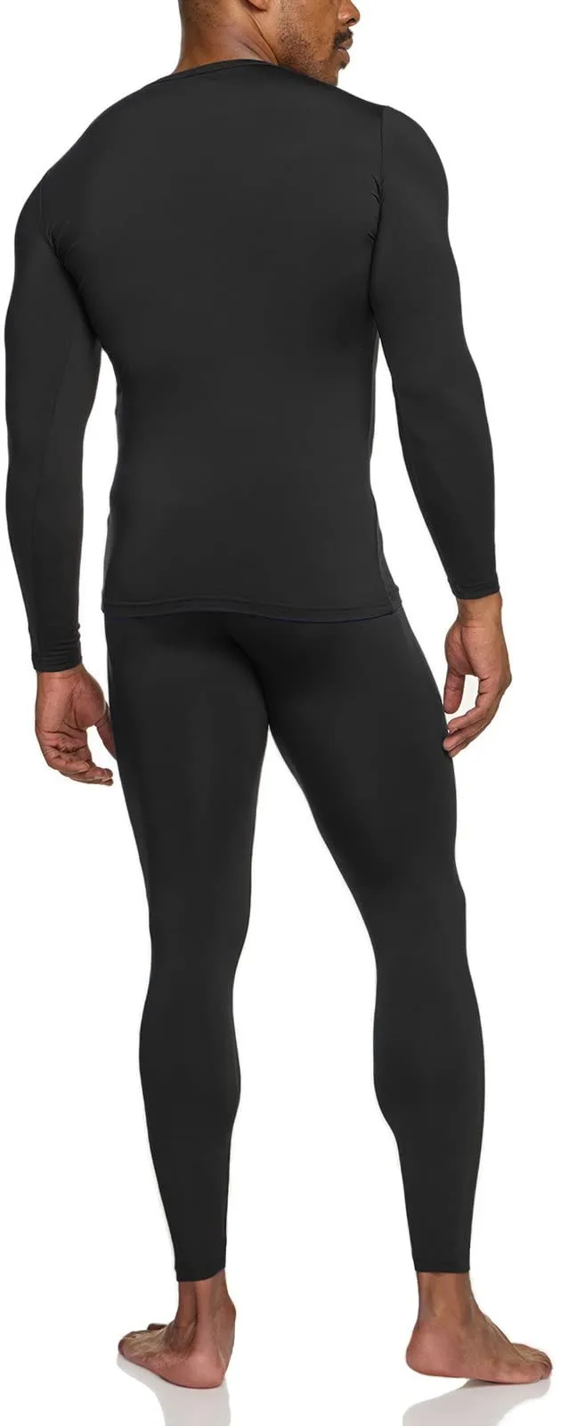 TSLA Men's Thermal Underwear Set, Microfiber Soft Fleece Lined Long Johns, Winter Warm Base Layer Top & Bottom, Soft Micro Fleece Black, Medium