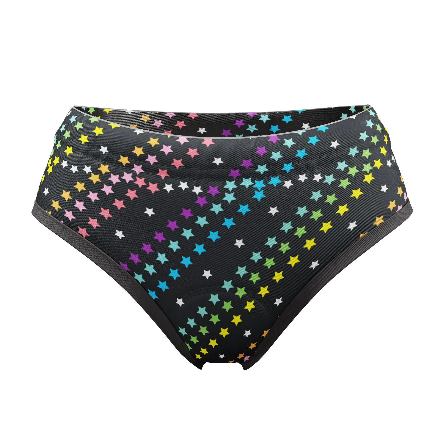 Women's Rainbow Star Gel Padded Cycling Underwear-Briefs
