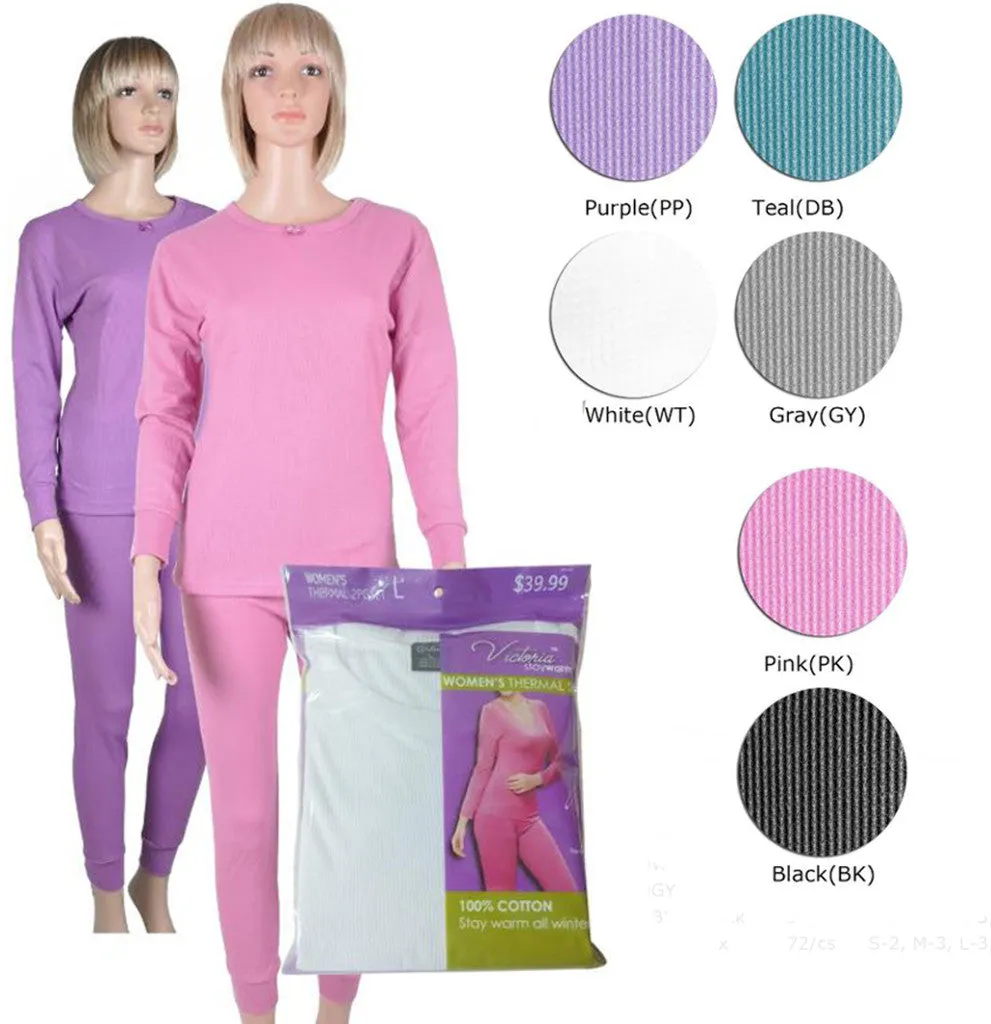 women's thermal underwear sets - teal Case of 36
